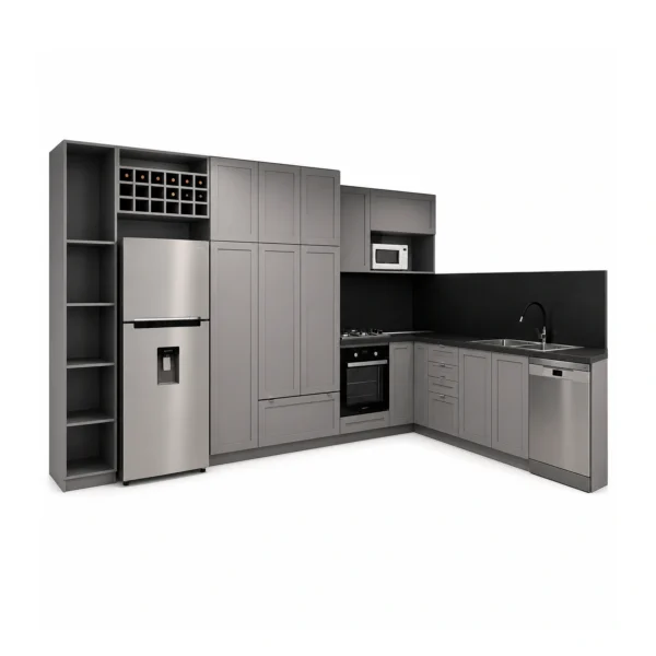 Cocina gris grafito a medida en L