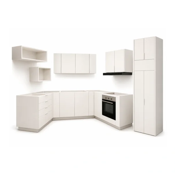 Cocina Shinwa en melamínico blanco a medida